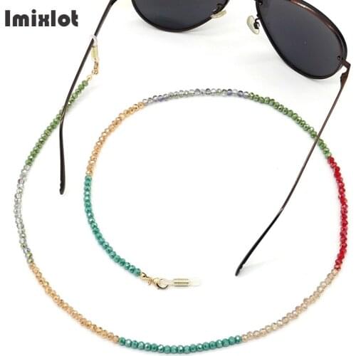 Colored Crystal Beaded Eyeglass Chains Women Sunglasses Holder Necklace Reading Glasses Non-slip Lanyard Eyewear Accessories