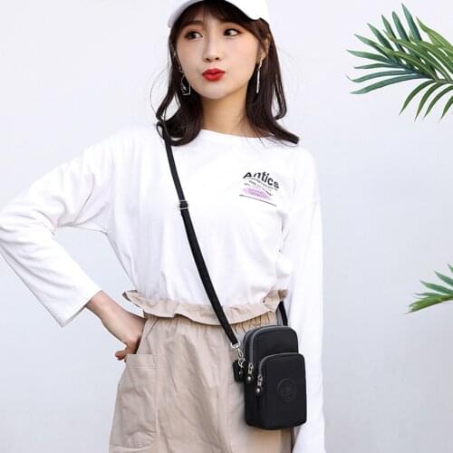 Women Nylon Mobile Phone Bag Fashion Small Money Pouch Messenger Shoulder Handbags Zipper Sports Fitness Arm Pack Casual Wallet
