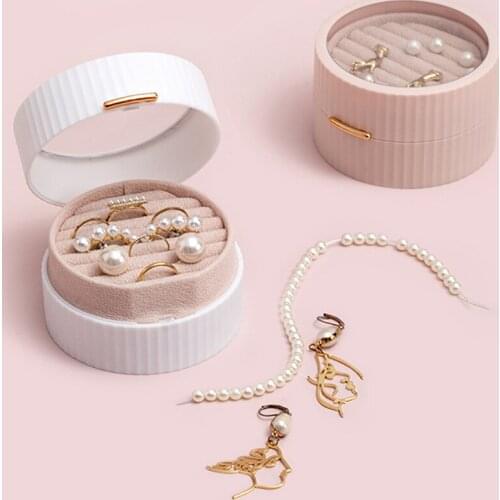 Double-layer Portable Flannel Flip Transparent Earrings Necklace Jewelry Box Jewelry Storage Box Organizer Makeup Drawer Case