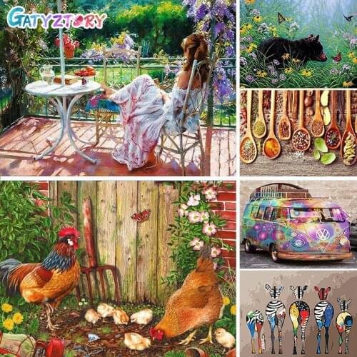 GATYZTORY 5D DIY Diamond Painting Scenery Animal Cross Stitch Kit Mosaic Diamond Embroidery Rose Full Square Drill Home Decorati