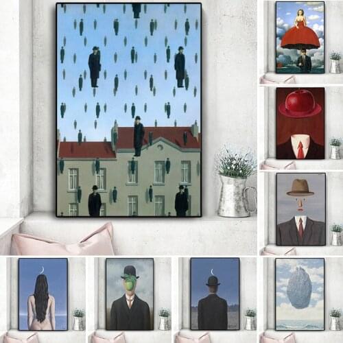 Rene Magritte Canvas Painting Surrealism Classic Artwork Reproduction Posters and Print Cuadros Wall Art Picture for Living Room