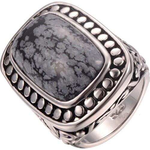 Newest hotsell Snowflake Obsidian 925 Sterling Silver Fashion Ring Size 6 7 8 9 10 F1269