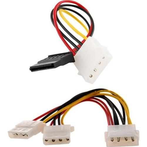 Computer Molex 4 Pin Power Supply Y Splitter Cable & SATA Power Female to Molex Male Adapter Converter Cable, 6-Inch