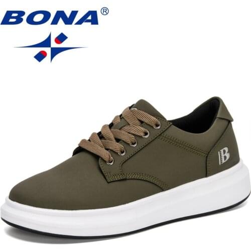 BONA 2021 New Designers Popular Sneakers Men Shoes Lace Up Leisure Shoes Man Luxury Casual Vulcanized Shoes Mansculino Nubuack