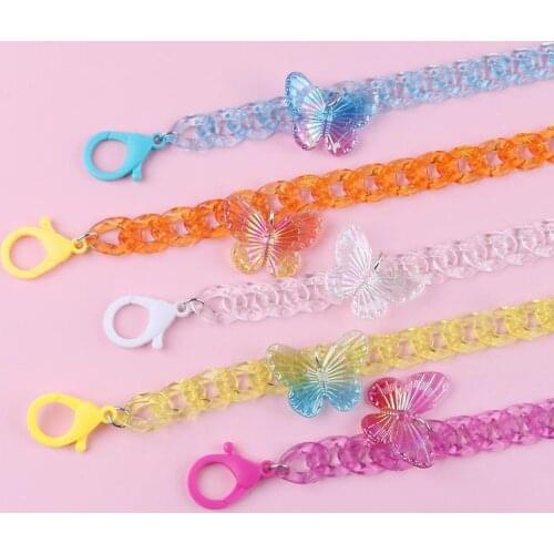 ZV Fashion Cartoon Butterfly Eyeglass Chain Lanyard Child Gift Face Cover Acrylic Necklace Anti-lost Sunglasses Strap For Mask