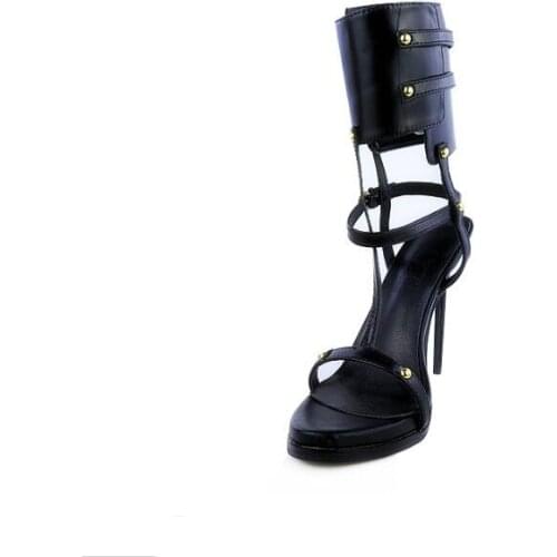 Fashion Mature High Heel Woman Boot Sandal Rome Style Hollow Out Ankle Buckle Narrow Band Platform Woman Sandals Size 35-42