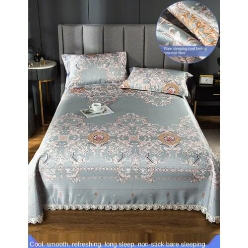 Ice Silk Summer Mat Wash Folded Three-Piece Set 1.8 M2.0 M Bed Sheet 1.5 Air Conditioner Cold Summer Machine Wash Summer
