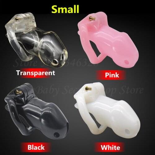 New Short Size Male Chastity Device Lockable Cock Cage Resin Chastity Belt Sex Product with 4 Size Penis Rings Sex Toys For Men