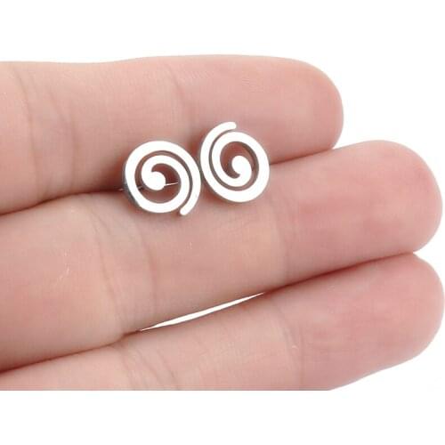 New Jewelry Exquisite Geometric Round Matte Metal Mini Stud Earrings for Women Girl Gift