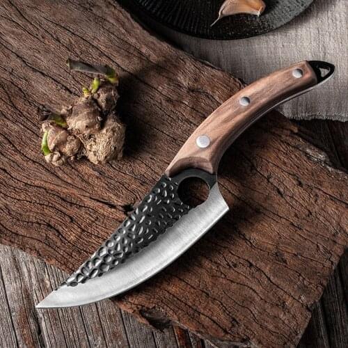 Meat Cleaver Knife Handmade Forged Boning Knife Stainless Steel Kitchen Outdoor Cooking Cutter Butcher Knife
