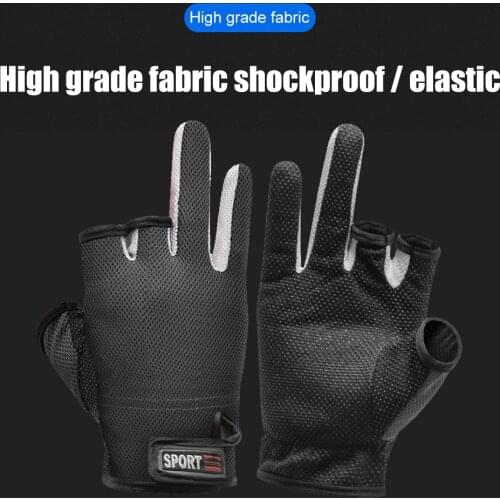 1 Pair Fishing Gloves Outdoor Sports Mittens Outdoor 3 Cut Fingers Waterproof Anti-Slip Portable Easy Fishing Carrying