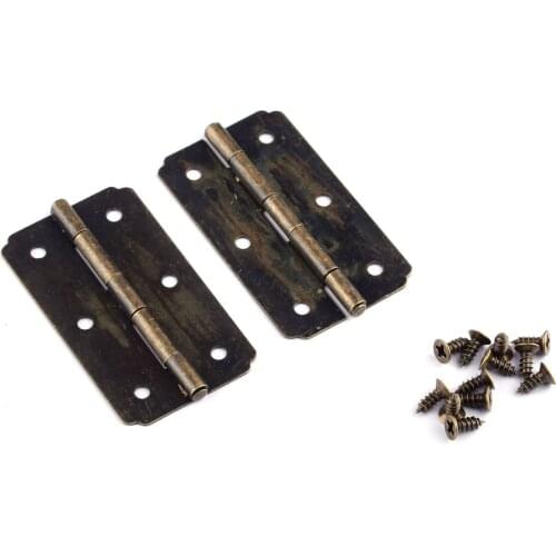 12 pcs Antique Decorative Hinges Bronze Engraving Design Box Hinges Jewelry Box Hardware for Vintage Cabinets Wooden Cases