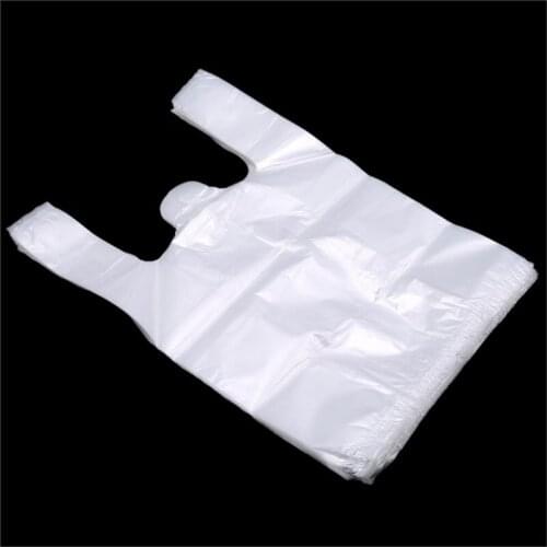 Popular Useful Plastic Shopping Bag 100Pcs Transparent Shopping Bag Supermarket Plastic Bags With Handle Food Packaging