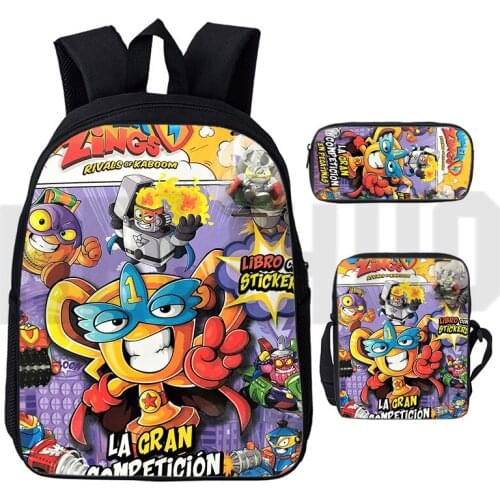 3D Print Schoolbags Super Zings Series 5/6/7 Backpack Men Anime Superzings 3 Pcs/Set Harajuku Student Pencil Case ,shoulder Bag