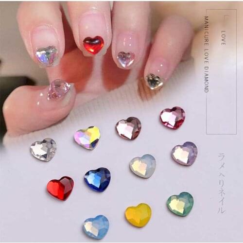 500pcs 5.5*6mm Heart Nail Art Rhinestones Design For Valentines Day Nails Decoration (Love ) Heart Nail Rhinestones Hyj573