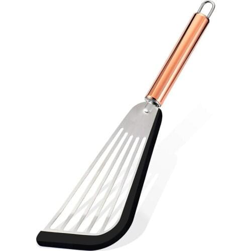 Ultra Flexible Stainless Steel Spatula With Silicone Top Soft Edge Slotted Spatula Turner