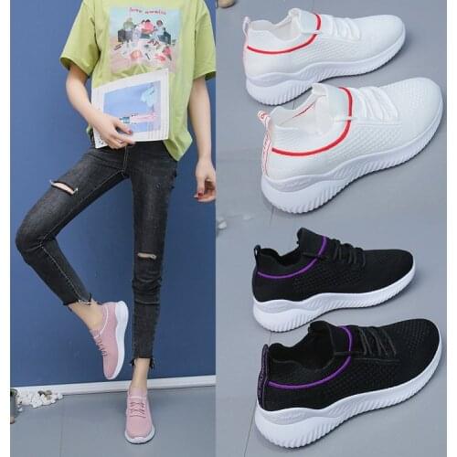 Ladies running shoes casual sports shoes breathable fly woven mesh womens shoes single shoes summer new style 2021