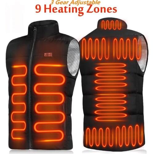 9 Areas Heated Vest Men Women Heated Jacket Heating Vest Thermal Clothing Hunting Vest Winter Heat Jacket vestes veste homme