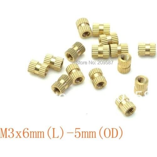 100pcs Brass Knurl Nuts M3x6mm(L)-5mm(OD) Metric Threaded insert