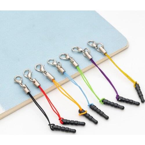 100 Pcs/Lot Lobster Clasp Dust Plug Lanyard Strap Lanyard Mobile Phone Lasso Charm With Charm Chain Pendant Handmade Diy