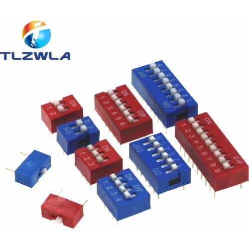 1000pcs Red, blue Toggle switch spacing 2.54mm DIP Dial the code switch 1 2 3 4 5 6 7 8 9 10 12 PIN Quick switch