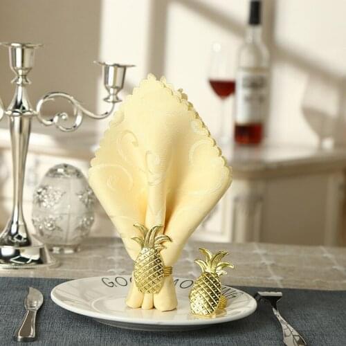 12PCS/Metal creative golden pineapple napkin ring table top decoration for various holiday parties
