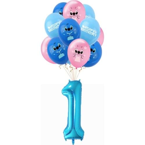 13pcs Disney Lilo & Stitch Helium 32inch Latex Balloons Number Baby Shower Happy Birthday Party Decorations Kids Toys Gifts