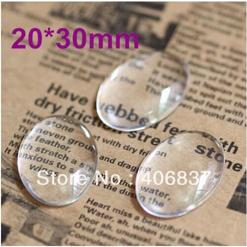 50pcs/lot, Good Quality 20X30mm Dome Oval Transparent Clear Magnifying Glass Cabochon