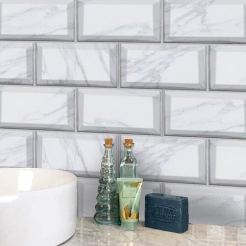 White Brick Wall Sticker Imitation Marble Long Brick Decorative Sticker