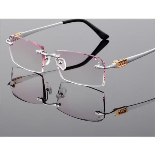 Screwless Optical Pure Titanium Men Diamond Trimming Cutting Rimless Glasses Frame for Male Myopia Prescripition Glass F6628