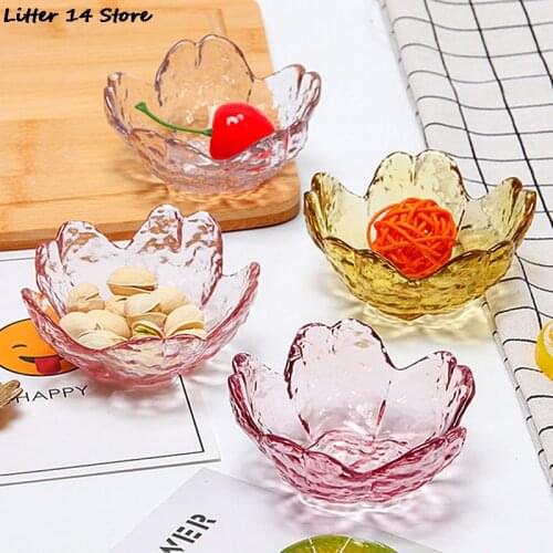 Cherry Sauce Dish Glass Small Plate Japanese-style Hammer Head Pattern Cherry Blossom Glass Sauce Dish Small Dish Vinegar Dish