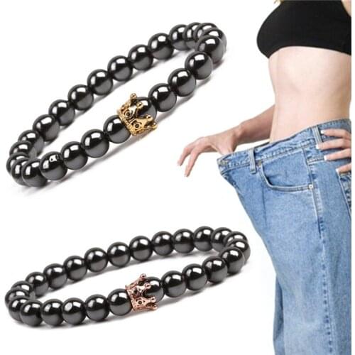 1PC Weight Loss Black Stone Magnetic Therapy Bracelet Health Care Biomagnetism Magnet Reduce Weight Hand Ornament Men Women