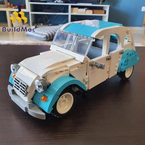Buildmoc Creator Expert Camper Technical Car MOC-22874 City Retro Vintage Car Building Blocks Vehicle DIY Educational Toys Gifts