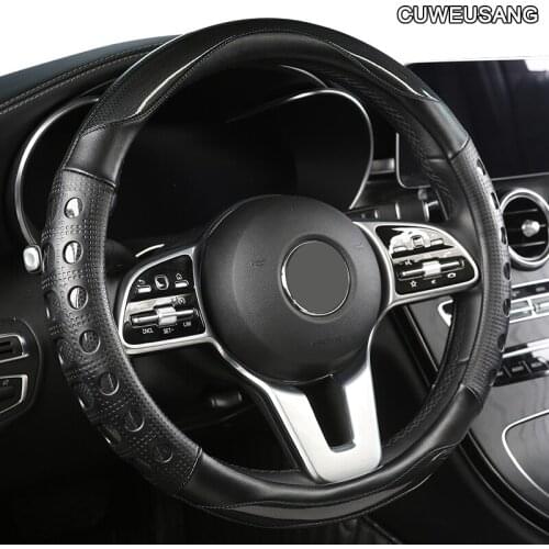 CUWEUSANG Carbon Fiber Leather Car Steering Wheel Cover For Skoda Octavia Kodiaq Rapid Fabia Yeti Karoq