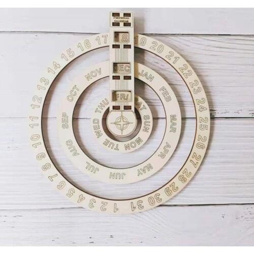 2021 Wooden Rotary Calendar Wall Hanging Perpetual Calendar For Home Wall Decoration Perpetual Calendar