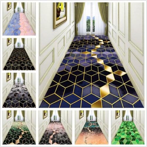 Nordic Metal style 3D Printing Long Carpets Hallway Decor Carpet Home Corridor Area Rugs Custom Hotel Stairs Aisle Antiskid Mats