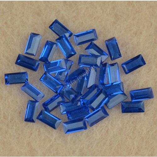5A Quality 113# Synthetic Spinel Deep Blue Gems Small Rectangle Octangle Shape Parallel Cut Sapphir-e Loose Stone For Jewelry