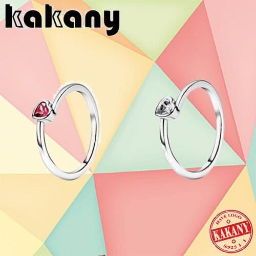 2021 Valentines Day New High-quality 100% 925 Silver Red Inclined Heart-shaped Solitaire Ring, A Romantic Gift for Girlfriend