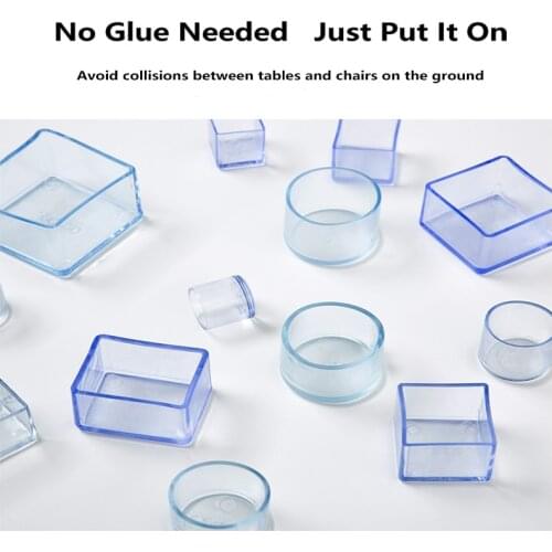 4PCS Table Chair Leg Mat Transparent Silicone Non-slip Table Chair Leg Caps Foot Protection Cover Pads Wood Floor Protectors