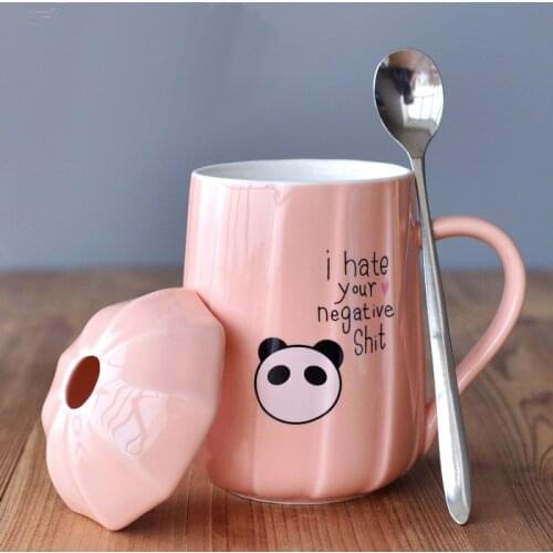 Cute cartoon ceramic milk cup Creative mushrooms panda animal cup 400 ML Small fresh cups