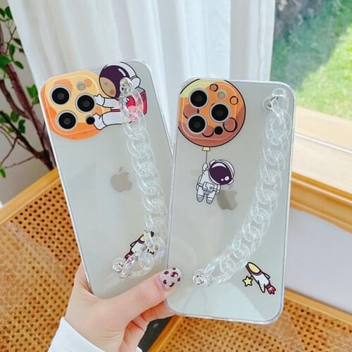 Cute Cartoon Case for IPhone 12 11 Pro Max Case Silicone Glitter Bracelet Cover for IPhone 12 Mini XS XR X 7 8 Plus Strap Coque