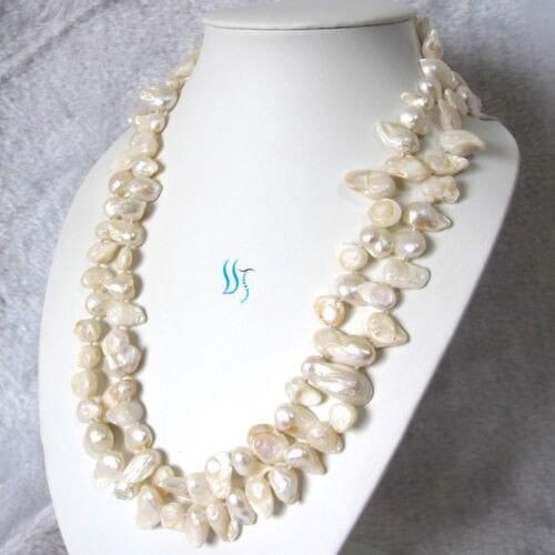 NEW 48" 8-9mm White Baroque Freshwater Mother Pearl Necklace Strands