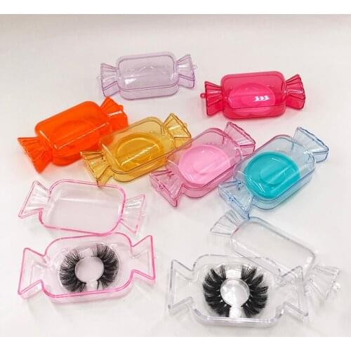 Wholesale Candy Cute Eyelash Case Free Holographic Bag Empty Mink Eyelash Box for Dramatic Natural Lashes