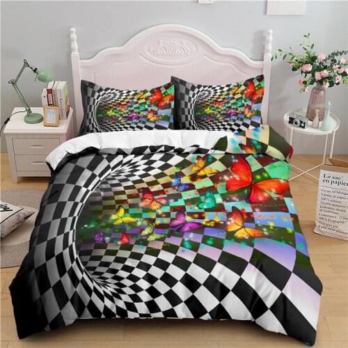 Luxury 3D Colorful Geometry Print 2/3Pcs Bedding Sets Abstract Art Duvet Cover Pillowcase Home Textile Queen and King Size