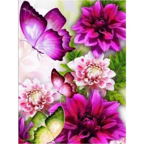 Counted Cross Stitch Kits Needlework Embroidery - 14 ct Aida DMC Color DIY Arts Handmade Home Decor - Butterfly Flowers 4