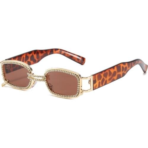 Fashion Vintage Luxury Brand Designer Diamond Square Sunglasses Women Men Travel Gradient Crystal Small Punk Sun Glasses Female