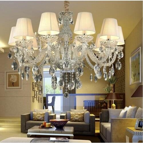 Modern Clear Crystal Chandelier Living Room lustres de cristal Chrome Decora Chandeliers E14 LED AC Home Lighting Indoor Lamp