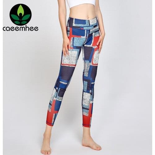 CAEEMHEE Printed Sport Leggings For Fitness Women Yoga Pants High Waist Push Up Running Gym Tights Stretch Sportswear Legging