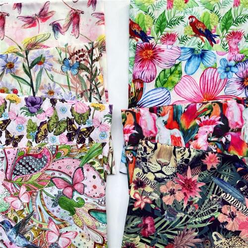 50*145cm dragonfly Flowers Butterfly Cotton Polyester Cotton Material Patchwork Sewing Quilting Fabrics Needlework DIY Cloth