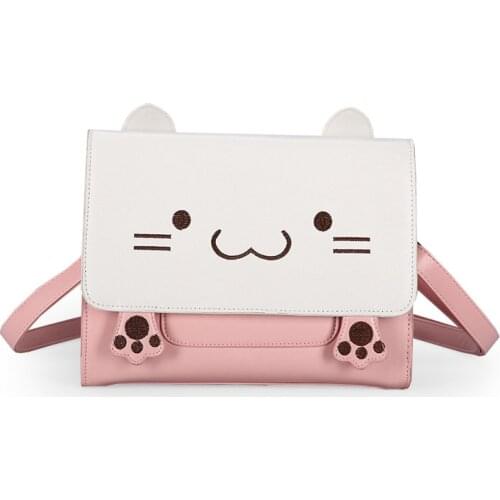 Japanese Style Embroidered Cat Messenger Bag Cartoon Cute Cat Girls Funny JK Uniform Shoulder Bag Satchels